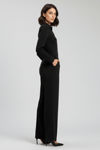 Women’s Tailored Wide-Leg Jumpsuit with Collared Neckline