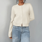 Women’s Cropped Button Cardigan - Effortless Spring Layering White