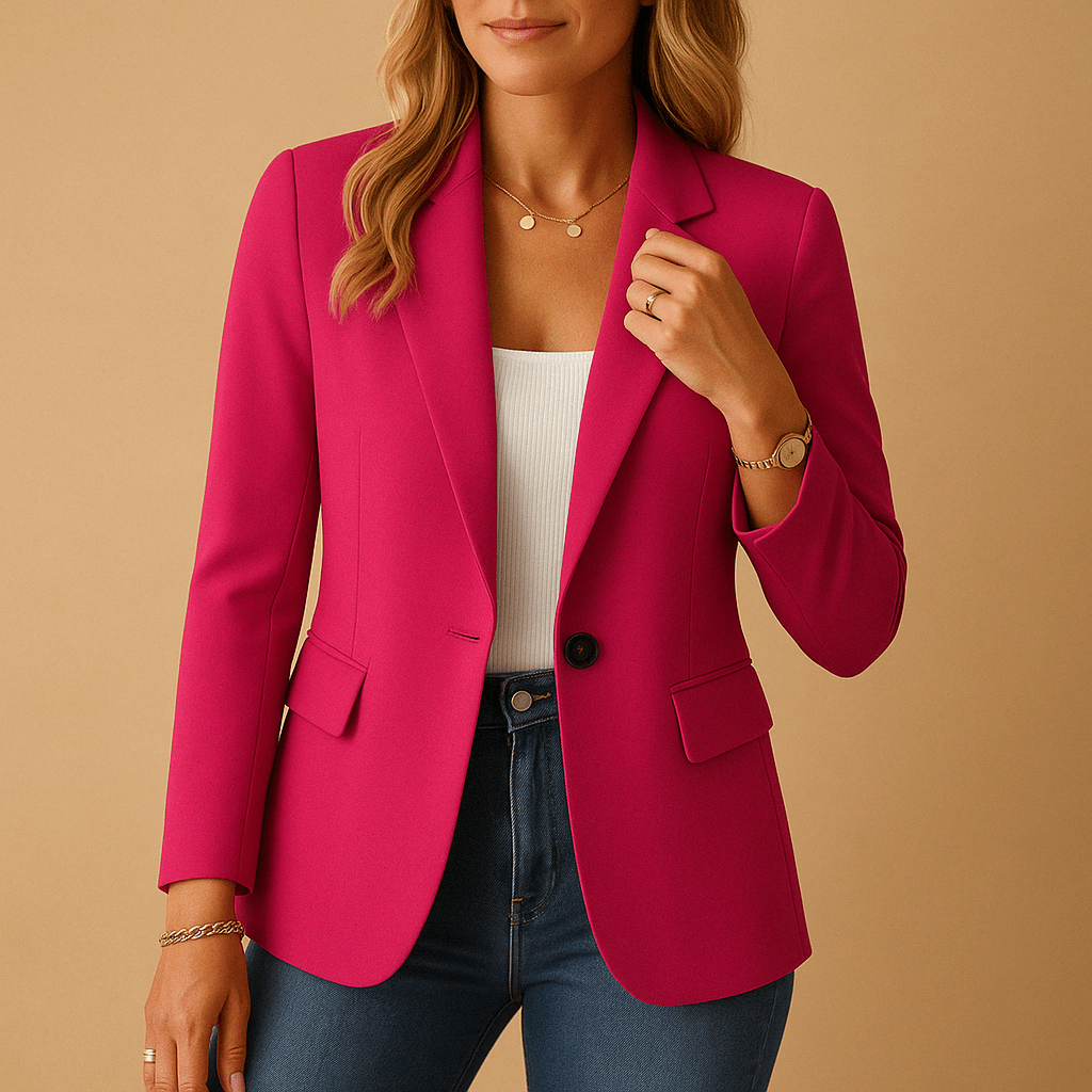 Women’s Tailored Fitted Blazer Jacket - Modern Summer Style Pink