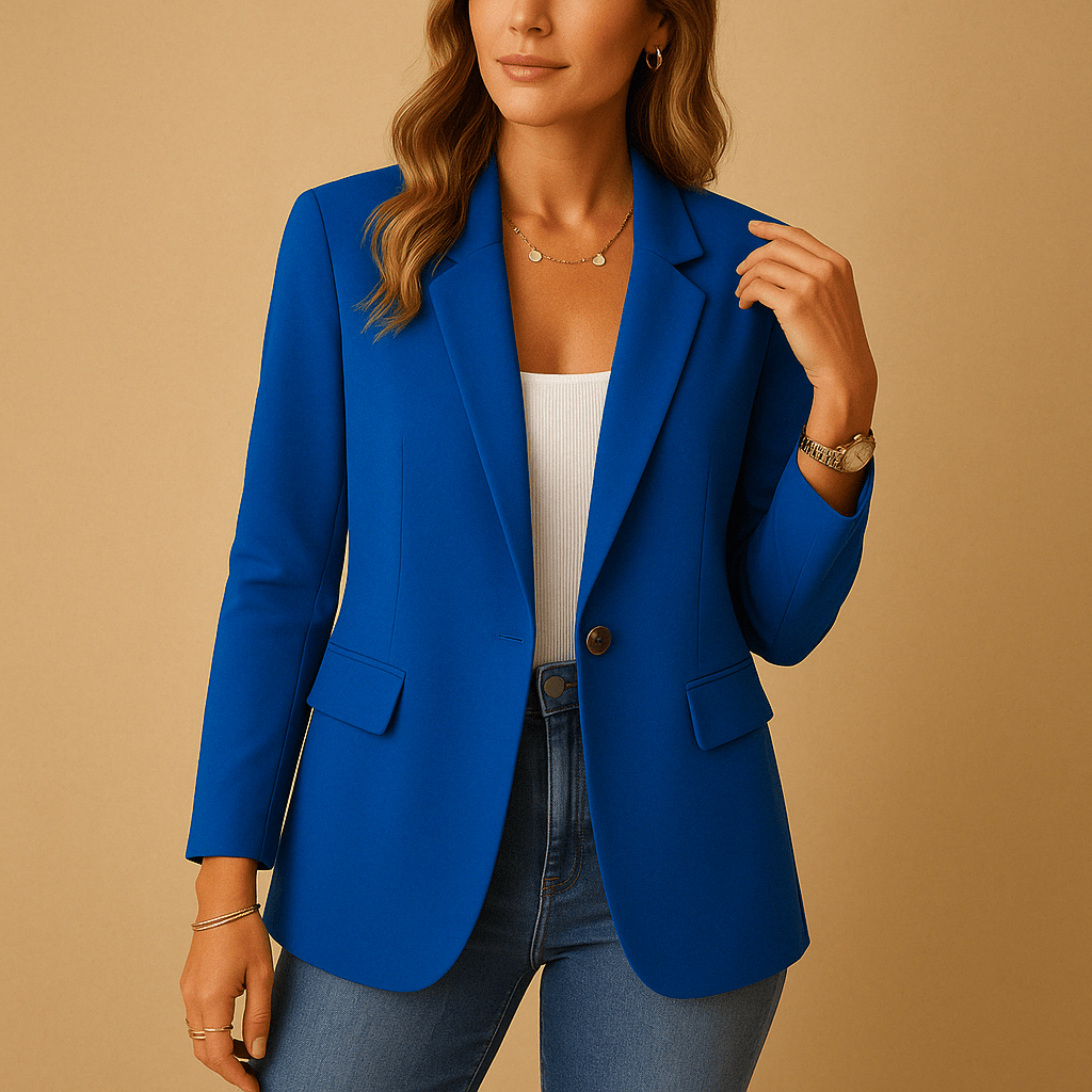 Women’s Tailored Fitted Blazer Jacket - Modern Summer Style Blue