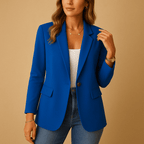 Women’s Tailored Fitted Blazer Jacket - Modern Summer Style Blue