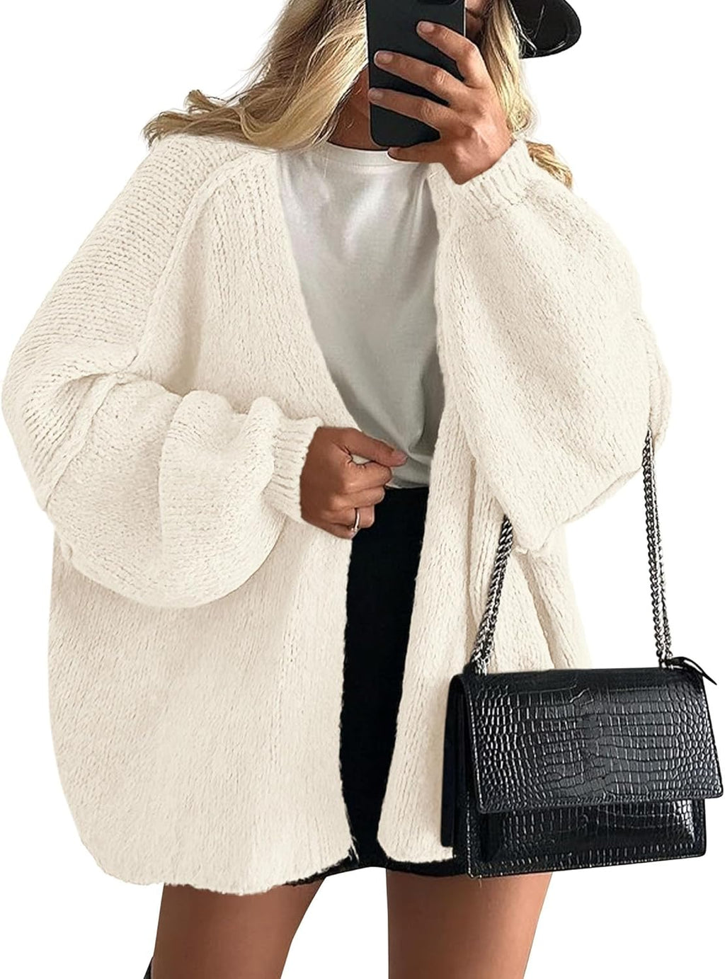 Women’s Relaxed Knit Cardigan for Spring and Summer Layering White