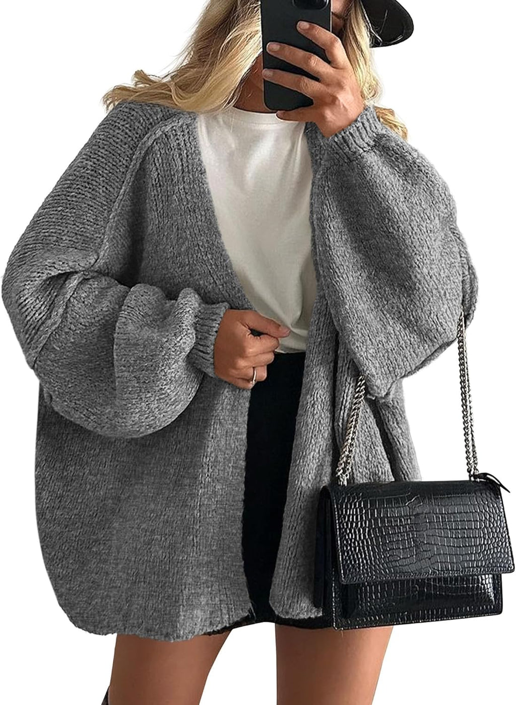 Women’s Relaxed Knit Cardigan for Spring and Summer Layering Grey