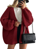 Women’s Relaxed Knit Cardigan for Spring and Summer Layering Wine Red