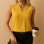 Women’s Light and Stylish Sleeveless V-Neck Blouse Yellow