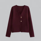 Women’s Minimal Button Cardigan for Everyday Layering Burgundy