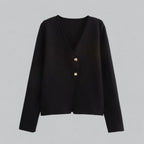 Women’s Minimal Button Cardigan for Everyday Layering Black
