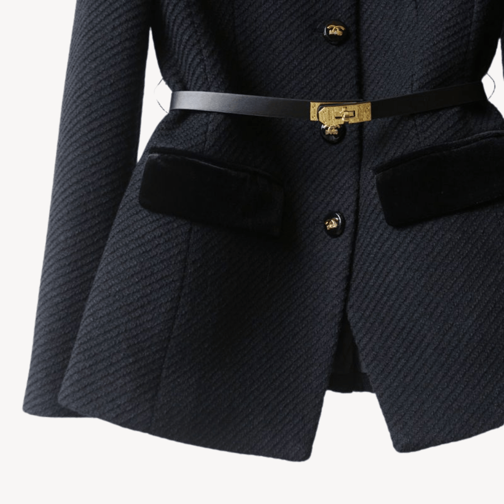 Women’s Tailored Belted Blazer with Button Front Detail