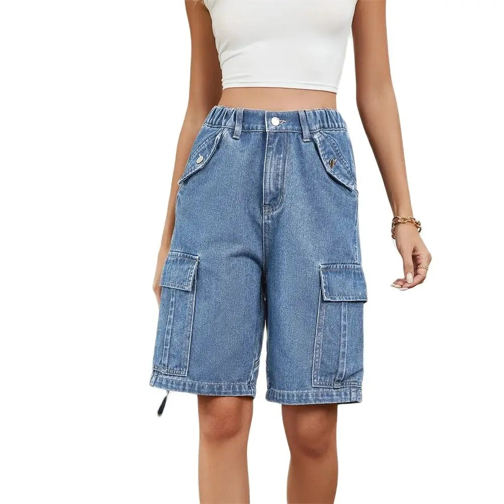 Women’s Mid-Waist Stretch Cargo Shorts for Everyday Comfort