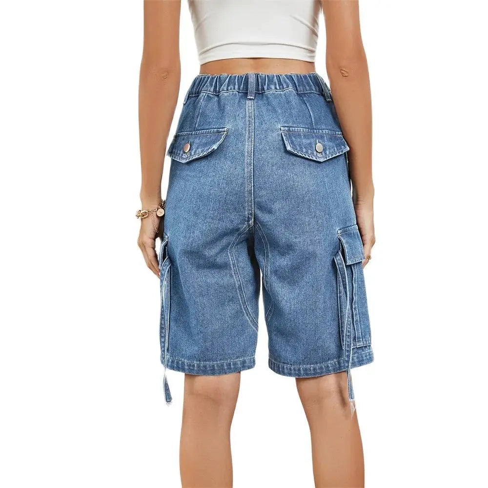Women’s Mid-Waist Stretch Cargo Shorts for Everyday Comfort