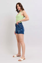 Women’s Plus Size Double Button Waist Denim Shorts