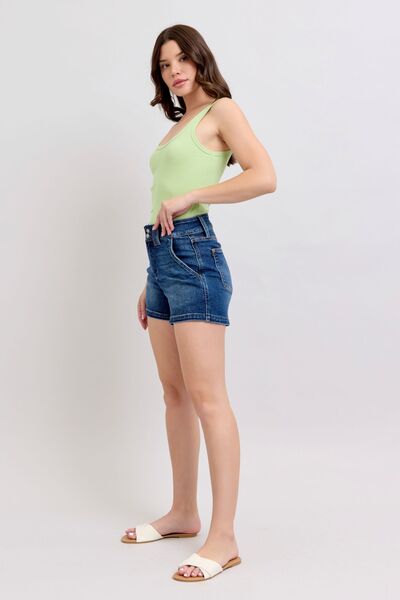 Women’s Plus Size Double Button Waist Denim Shorts