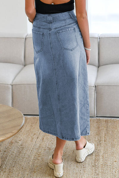 Women’s Knotted Denim Skirt with Slit