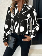 Women’s Abstract Print Long Sleeve Blouse