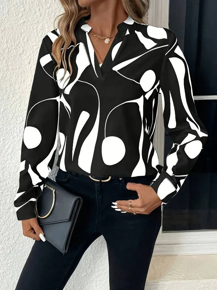 Women’s Abstract Print Long Sleeve Blouse
