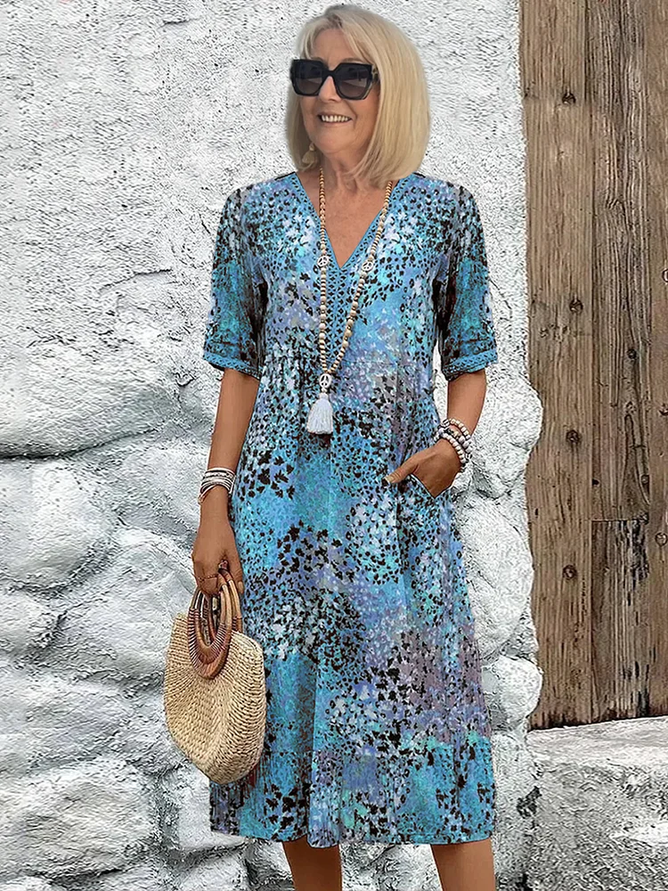 Women’s Relaxed Floral Print Dress Blue