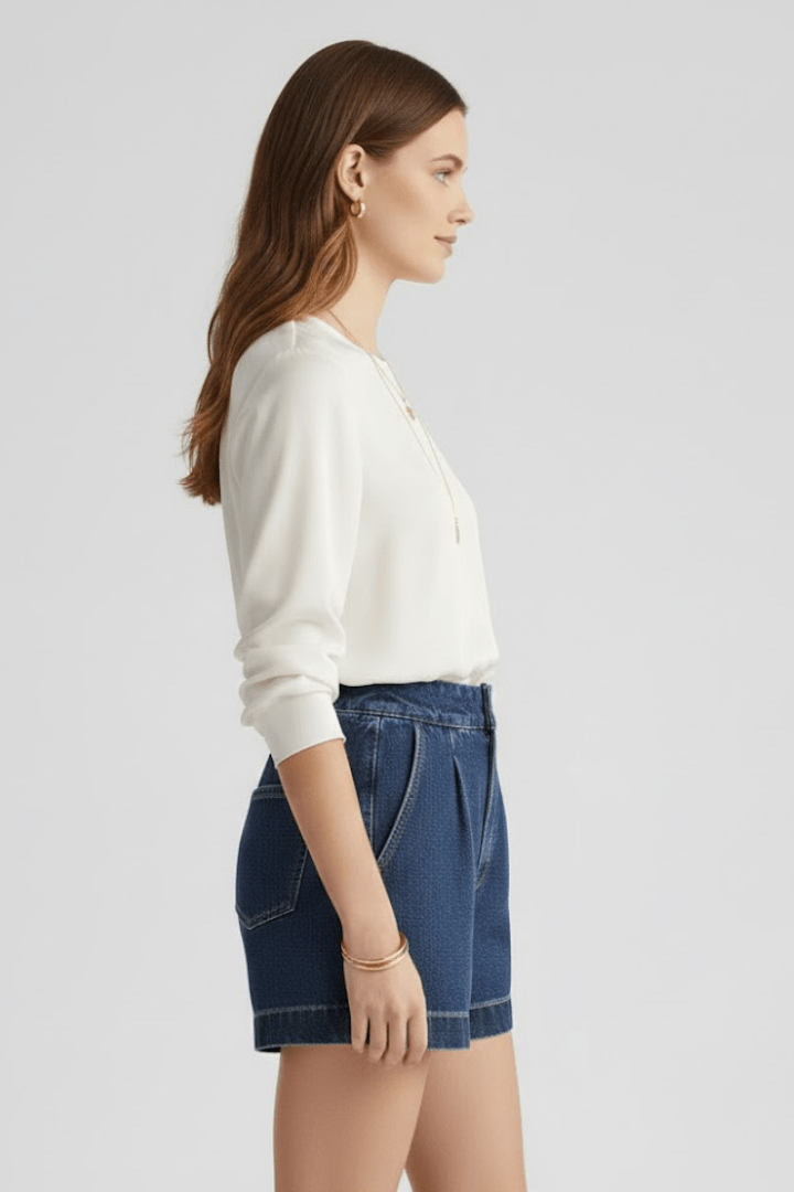 Women’s High Waisted Rolled Hem Shorts for Summer Styling