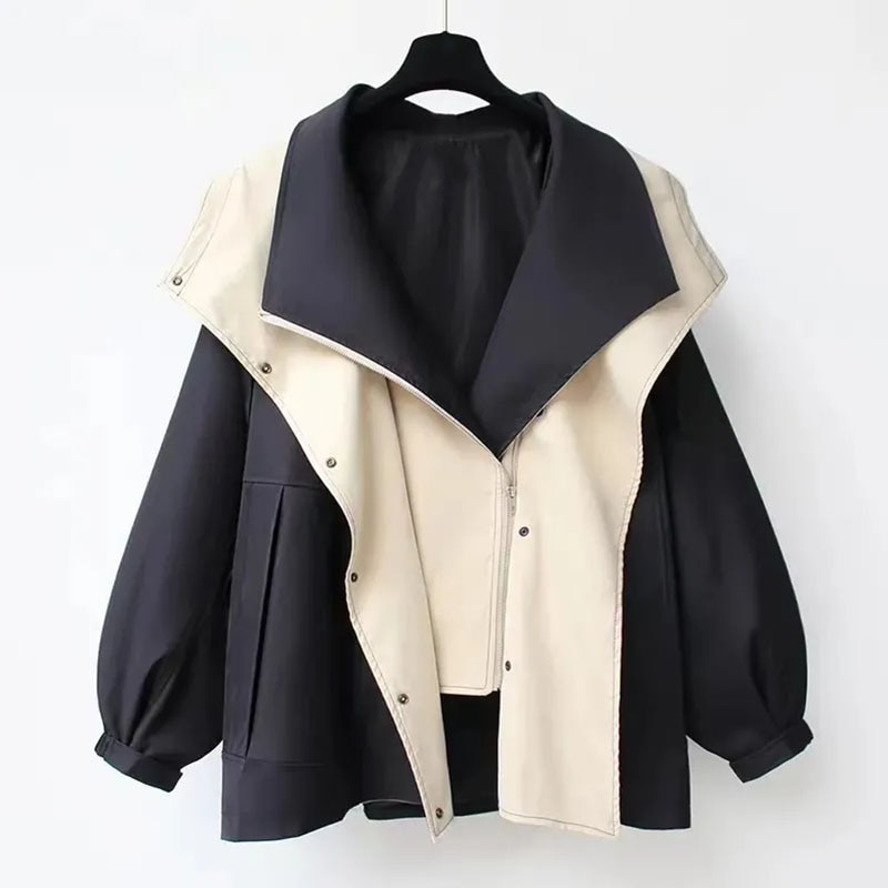 Women’s Elegant Autumn Windproof Raincoat Black