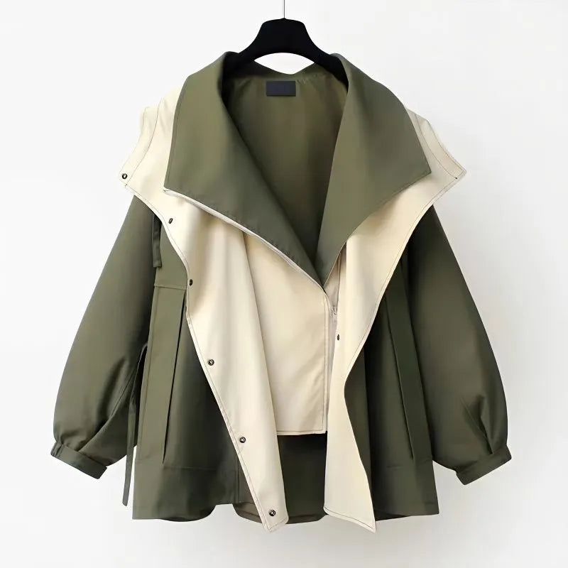 Women’s Elegant Autumn Windproof Raincoat Green