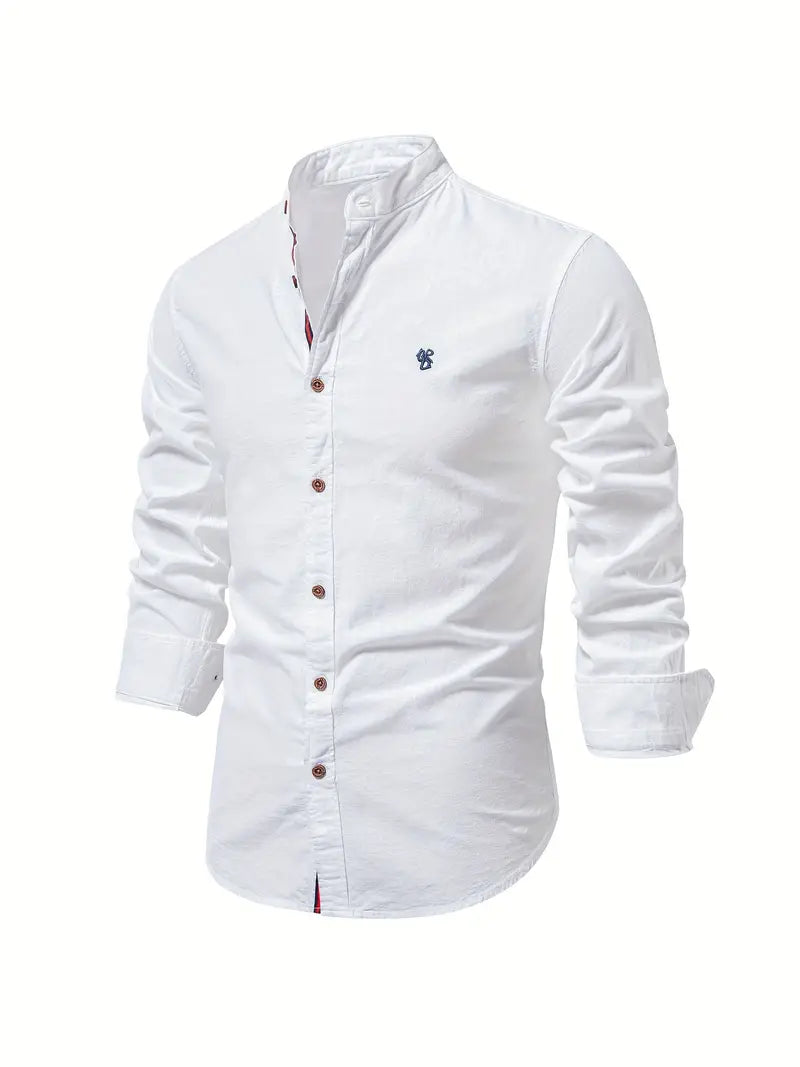Men’s Comfortable Button-Up Shirt with Flattering Fit White