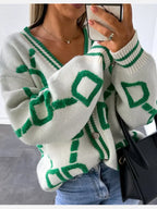 Women’s Relaxed Fit V-Neck Button-Front Cardigan White