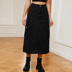 Women’s Elegant Denim Cargo Skirt Black