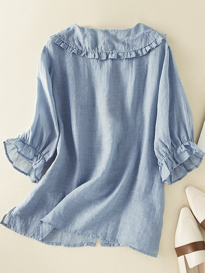 Women’s Playful Loose Ruffled Neck Shirt