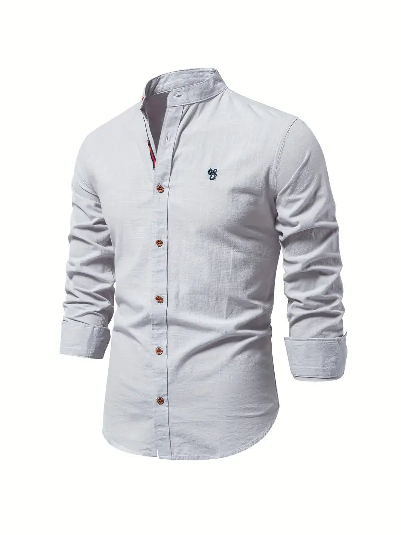 Men’s Comfortable Button-Up Shirt with Flattering Fit Gray