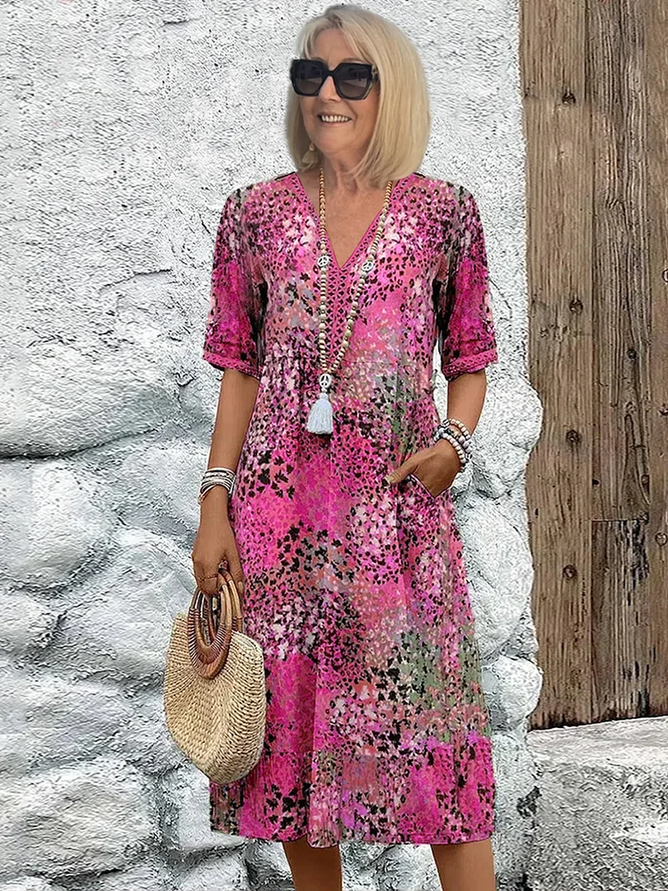 Women’s Relaxed Floral Print Dress Pink