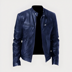 Men’s Classic Biker Jacket with Zip Blue