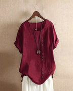 Women’s Casual Button Detail Blouse for Summer Styling Red