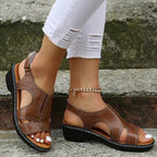 Women’s Cutout Platform Sandals for Casual Spring and Summer Wear Brown