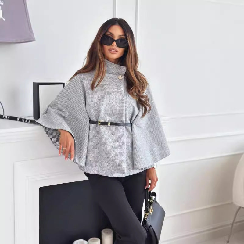 Women’s Stylish Butterfly Jacket with Belt Grey