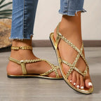 Women’s Braided Flat Sandals for Spring and Summer Casual Wear