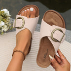 Women’s Cork Mules with Buckle Closure – Everyday Footwear