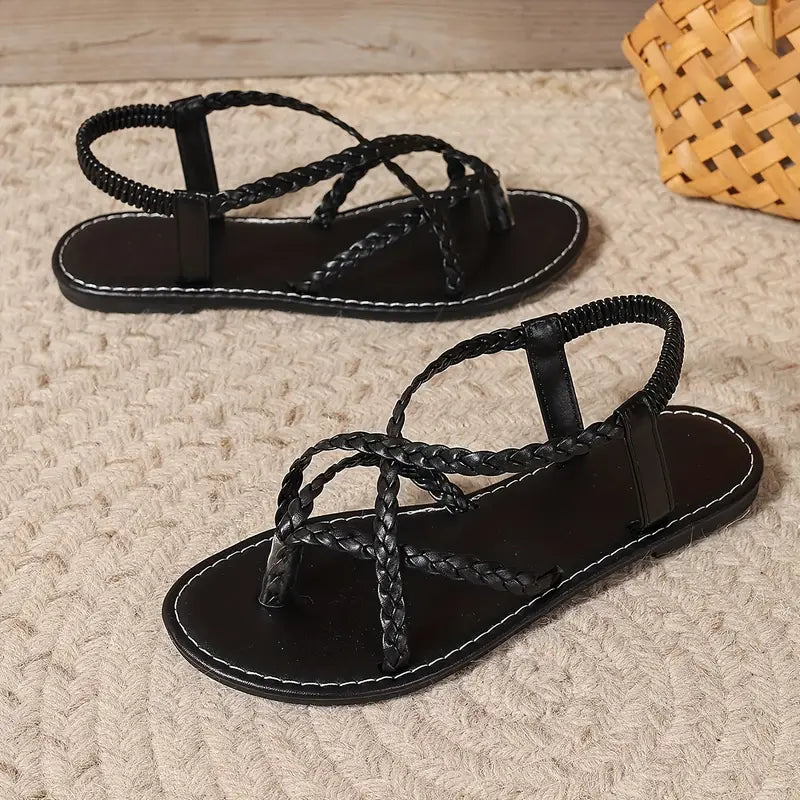 Women’s Braided Flat Sandals for Spring and Summer Casual Wear