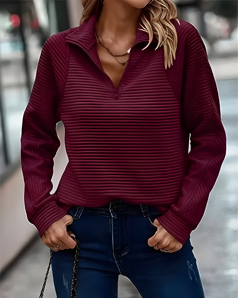 Women's pullover jumper in red with a modern fit, styled for casual and smart-casual outfits.