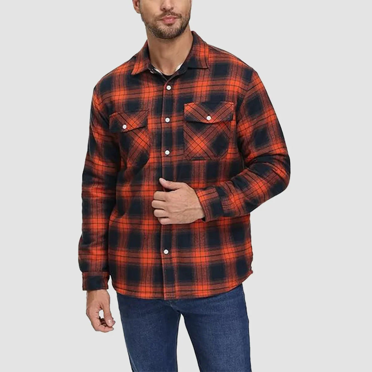 Men’s Lined Checked Shirt Jacket