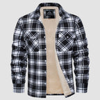 Men’s Lined Checked Shirt Jacket Black