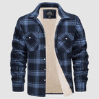 Men’s Lined Checked Shirt Jacket Blue