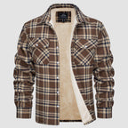Men’s Lined Checked Shirt Jacket Brown