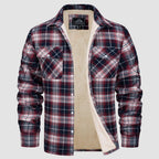 Men’s Lined Checked Shirt Jacket Red
