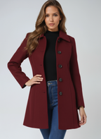 Women’s Elegant Classic Tailored Coat Dark Red