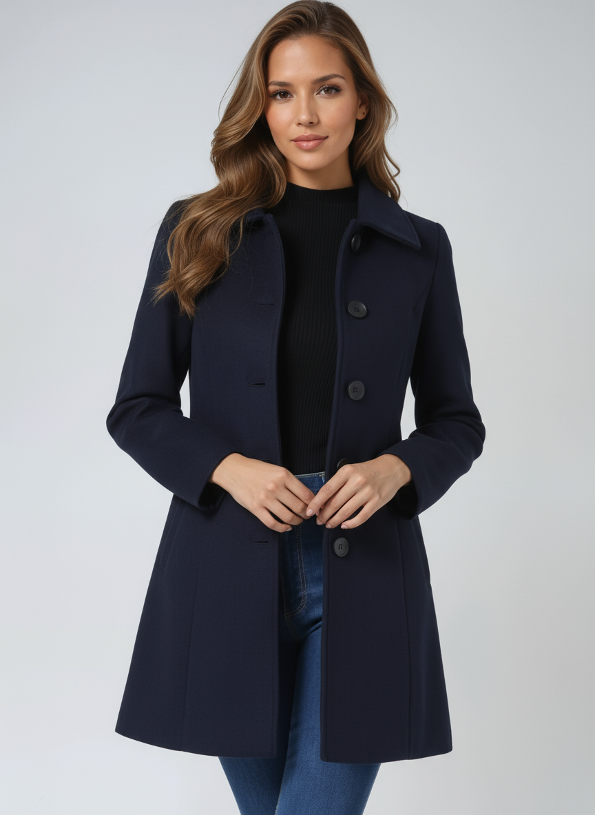 Women’s Elegant Classic Tailored Coat Navy