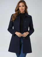 Women’s Elegant Classic Tailored Coat Navy