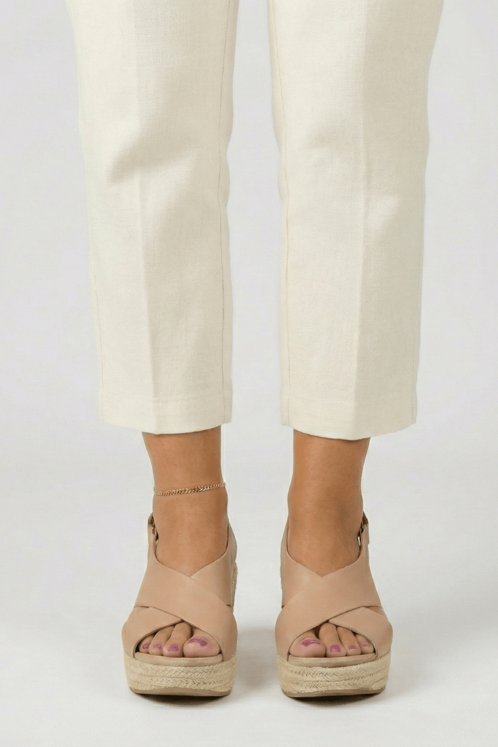 Women’s Comfortable Wedge Crossover Slingback Sandals Beige