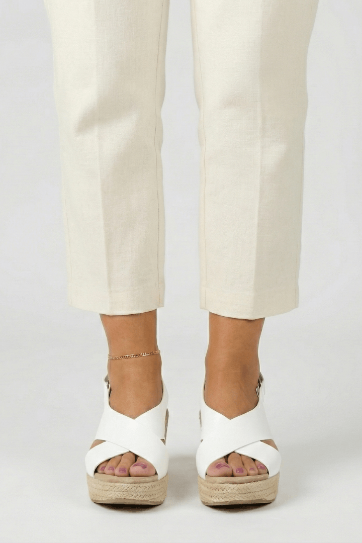 Women’s Comfortable Wedge Crossover Slingback Sandals White