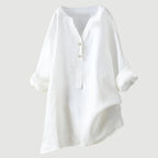 Women’s Casual Blouse with Button Closure and Relaxed Fit White