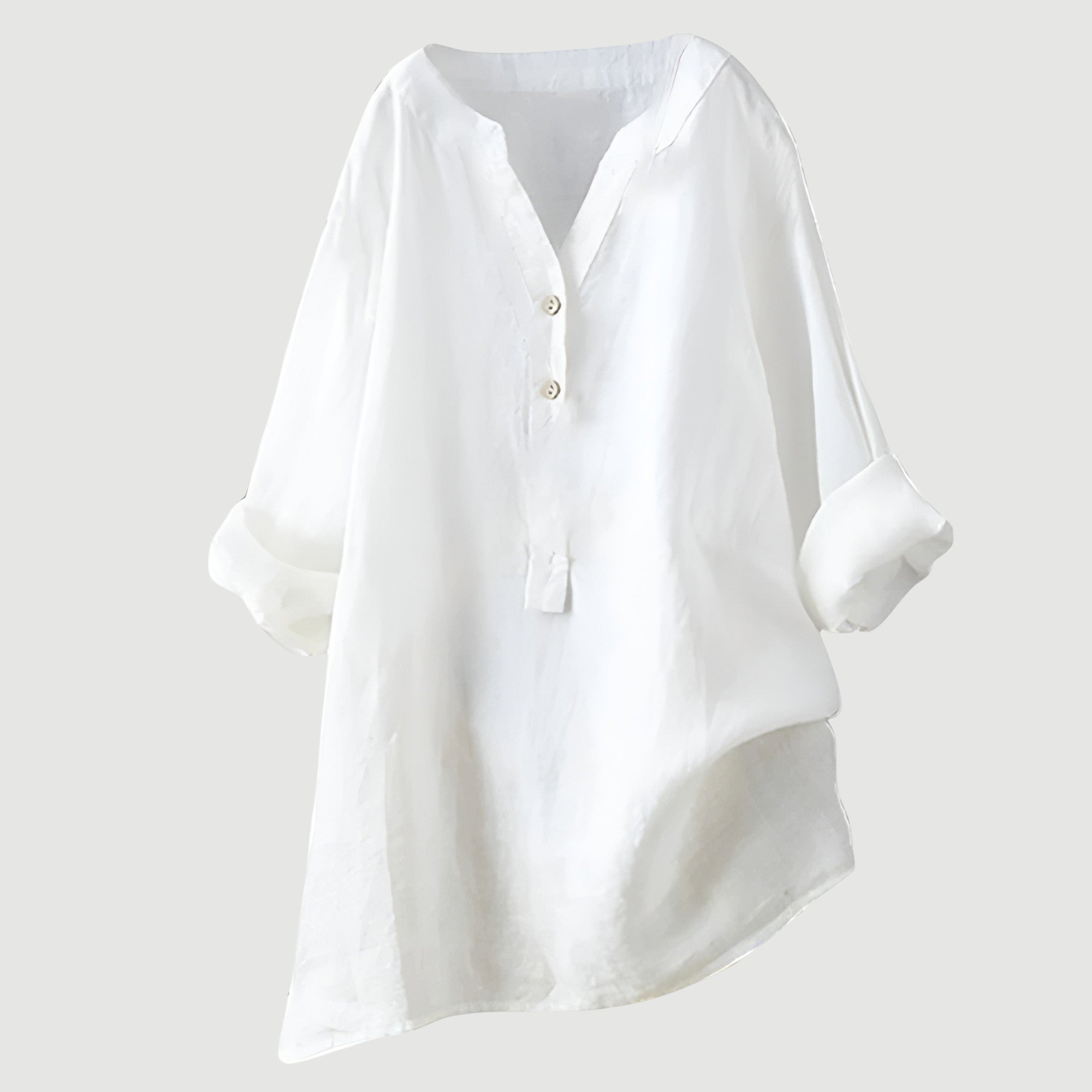 Women’s Casual Blouse with Button Closure and Relaxed Fit White