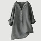 Women’s Casual Blouse with Button Closure and Relaxed Fit Light Grey